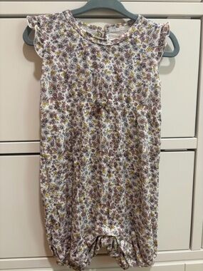 Hust and Claire Flower Print Baby Girls Romper | 9m | 95% Bamboo